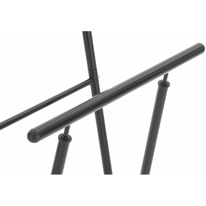 Elegant pulverlakeret metal tøjstativ med to stænger og skohylde