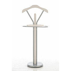 Elegant unisex metal tøjservitør med krombelægning og træfarve