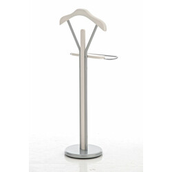 Elegant unisex metal tøjservitør med krombelægning og træfarve