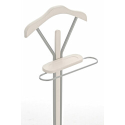 Elegant unisex metal tøjservitør med krombelægning og træfarve