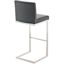 Paros bartstol med kunstlæder og svingende børstet rustfri stålrung