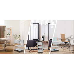 Alsidig hjælpevogn med hjul tre hylder til skønhedssalon og hjem