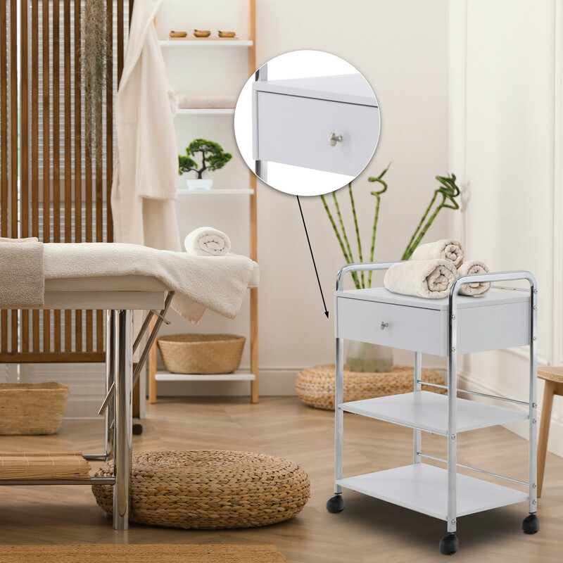 Alsidig hjælpevogn med hjul tre hylder til skønhedssalon og hjem