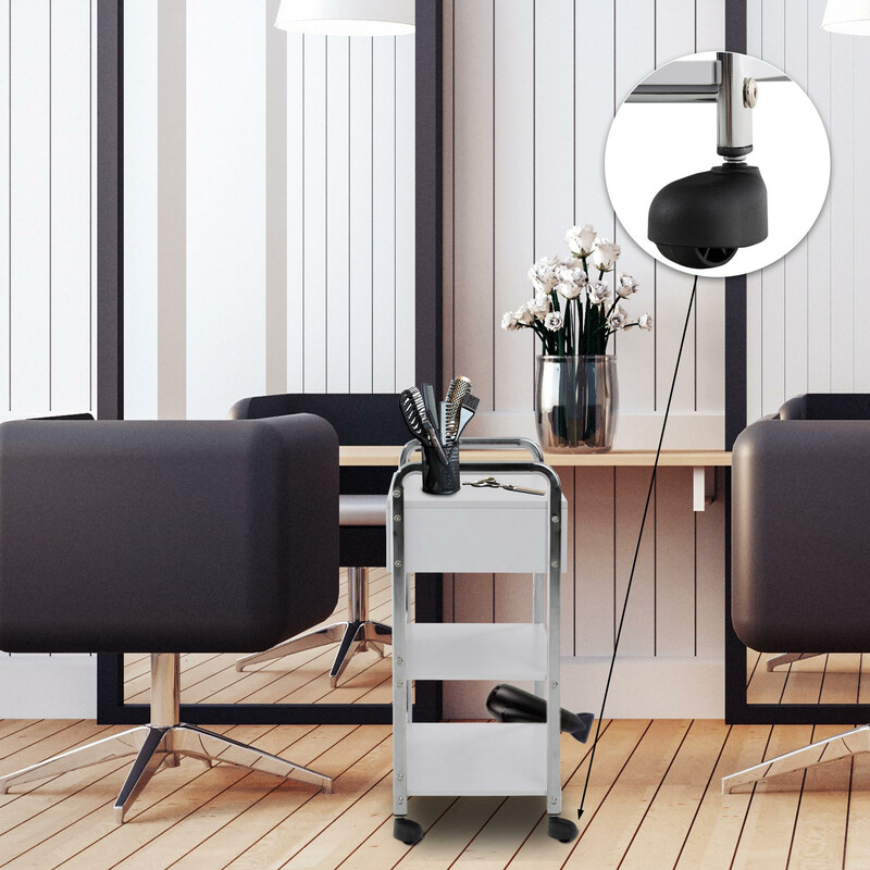 Alsidig hjælpevogn med hjul tre hylder til skønhedssalon og hjem