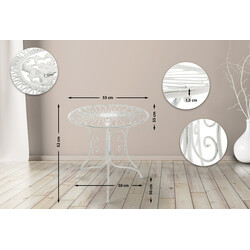 Ariano jugendstil rund sidebord 55 cm vejrbestandigt til altan og terrasse