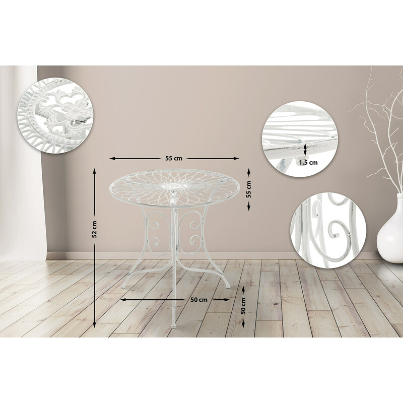 Ariano jugendstil rund sidebord 55 cm vejrbestandigt til altan og terrasse