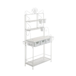 XL plantehylde af jern med antikpatina 4 hylder 3 kurve