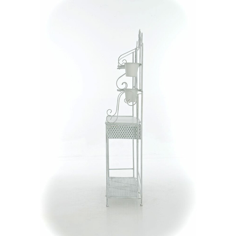 XL plantehylde af jern med antikpatina 4 hylder 3 kurve