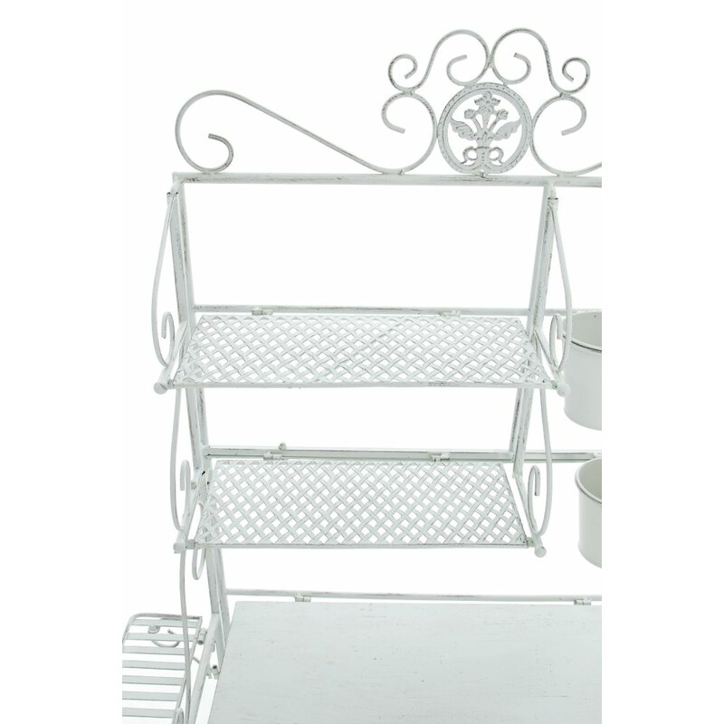 XL plantehylde af jern med antikpatina 4 hylder 3 kurve