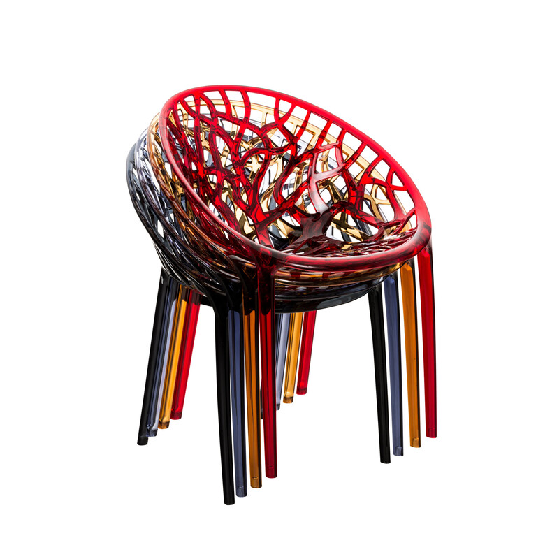 Elegant stabelbar crystalstol i polykarbonat til indendørs og udendørs brug