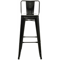 Klassisk pulverlakeret metalbarstol med ryg fodstøtte og fireben