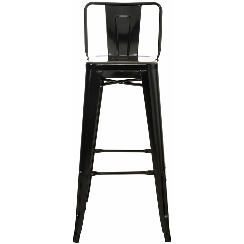 Klassisk pulverlakeret metalbarstol med ryg fodstøtte og fireben