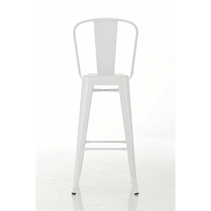 Klassisk metalbarstol med højt ryglæn og fodstøtte