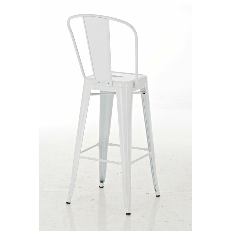Klassisk metalbarstol med højt ryglæn og fodstøtte