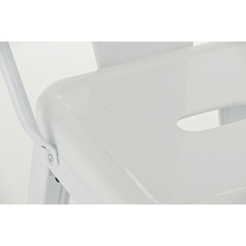 Klassisk metalbarstol med højt ryglæn og fodstøtte