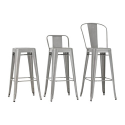 Klassisk metalbarstol med højt ryglæn og fodstøtte