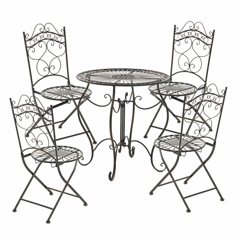 Nostalgisk jernfoldestol med antikpatina til terrasse og have