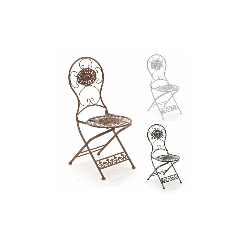 Nostalgisk bøjelig have stol i håndlavet jern med antikpatina