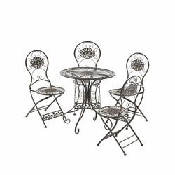 Nostalgisk bøjelig have stol i håndlavet jern med antikpatina