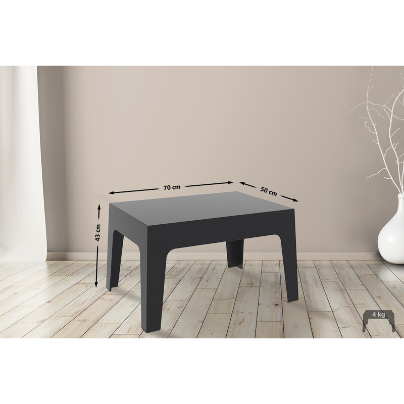 Multifunktionelt BOX-hjælpebord i polypropylen stabelbart til indendørs og udendørs