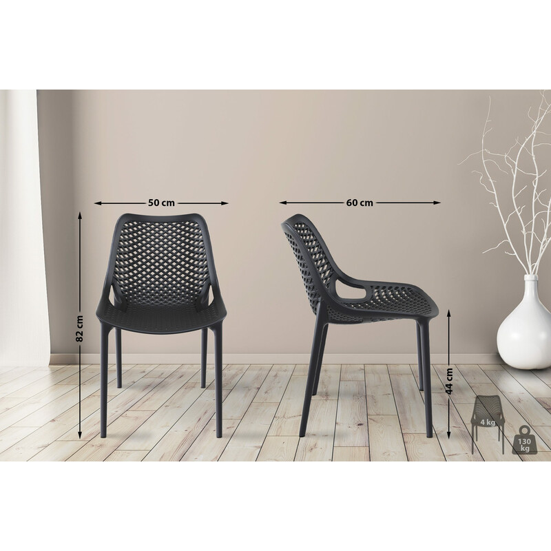 Stabelbar Air stol til indendørs og udendørs brug vandafvisende 130 kg