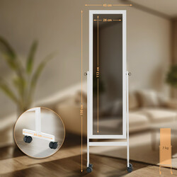 Yolanda justerbart helkropsspejl 150 cm på hjul