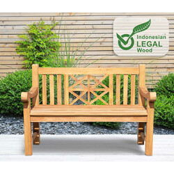Robust ergonomisk Florida teakbænk til have og terrasse helårs