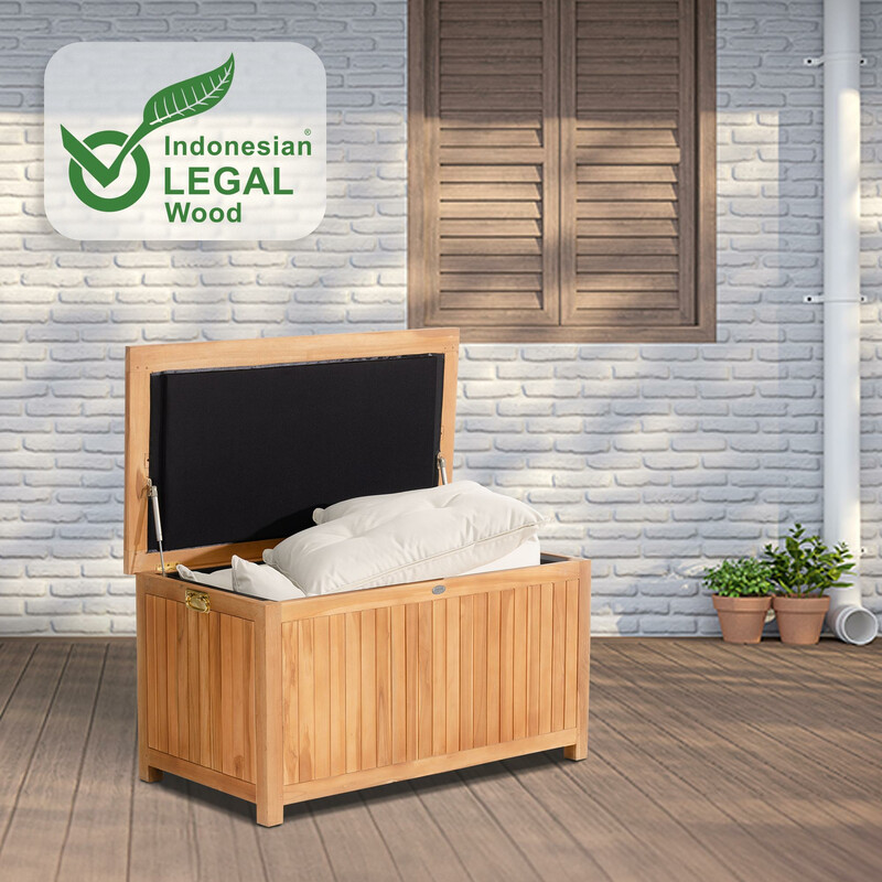 Tiikin vandafvisende opbevaringskasse til udendørs møbler tre størrelser