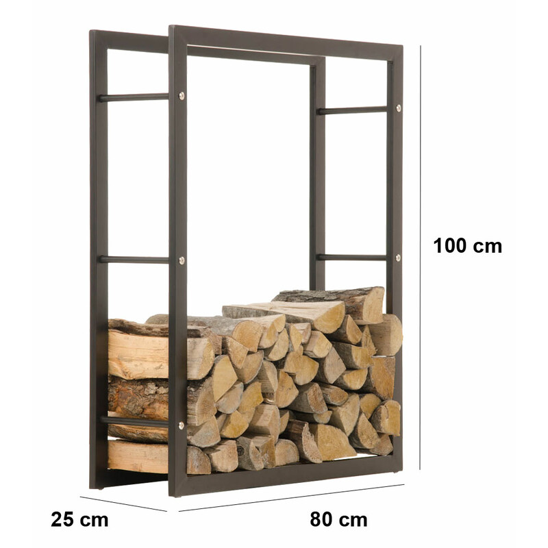 Elegant mat sort pejsestativ indendørs flere størrelser 40 til 100 cm bred