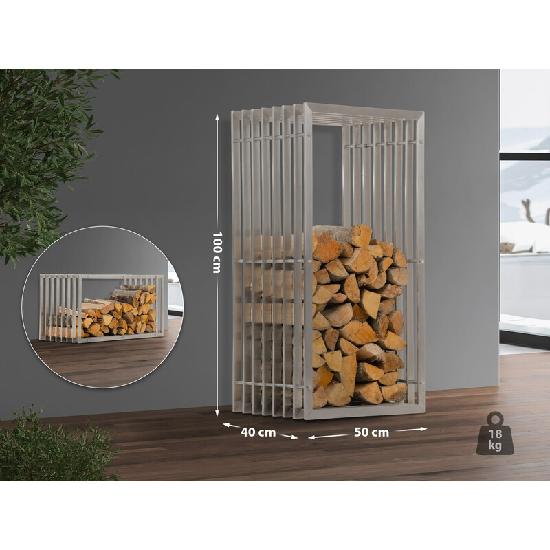 Irving rustfri stål brændeholder til indendørs hængende brug