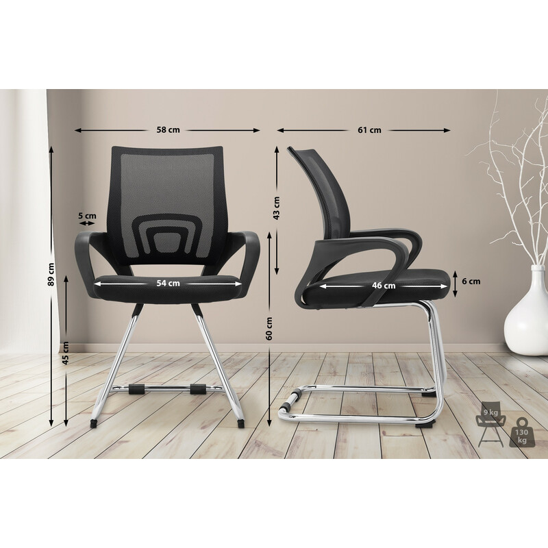 Eureka ergonomisk svajende besøgsstol med polstret sæde og netryg