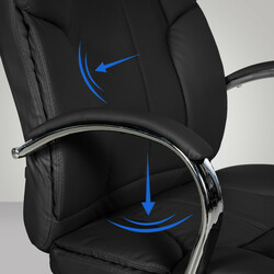 Ergonomisk kontorstol med kunstlæder justerbar højde bredt sæde 210 kg belastning