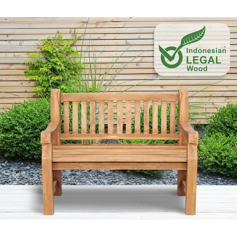 Bæredygtig robust teaktræ havebænk til udendørs brug året rundt