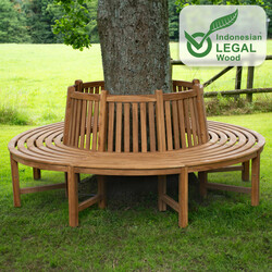 Teak rundbænk med 360° ryglæn til udendørs brug