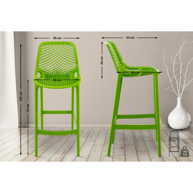 Moderne udendørs barstol i polypropylen med ergonomisk design 75 cm