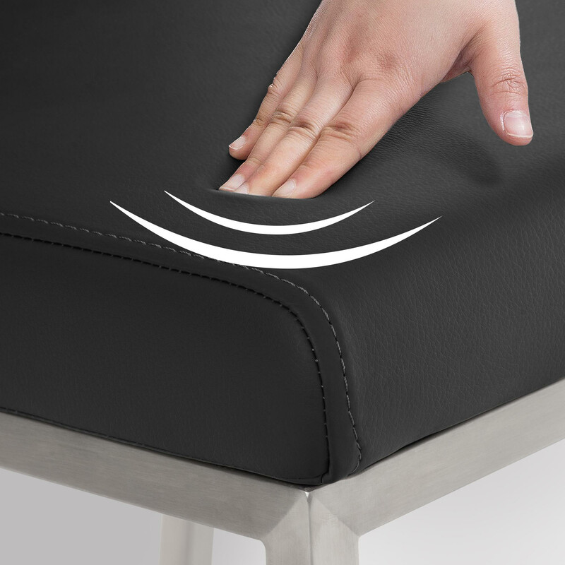 Moderne spisestol i kunstlæder med rustfri stålrør 120 kg