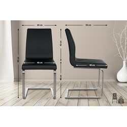 Moderne kunstlæder spisestol med ergonomisk ryglæn og rustfri stålramme