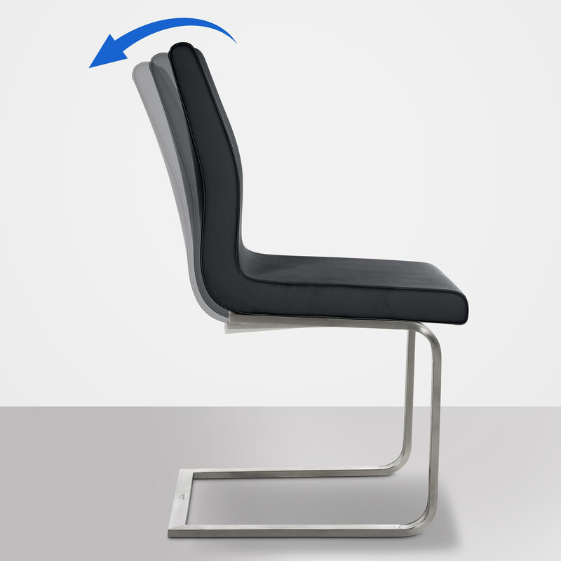 Moderne kunstlæder spisestol med ergonomisk ryglæn og rustfri stålramme