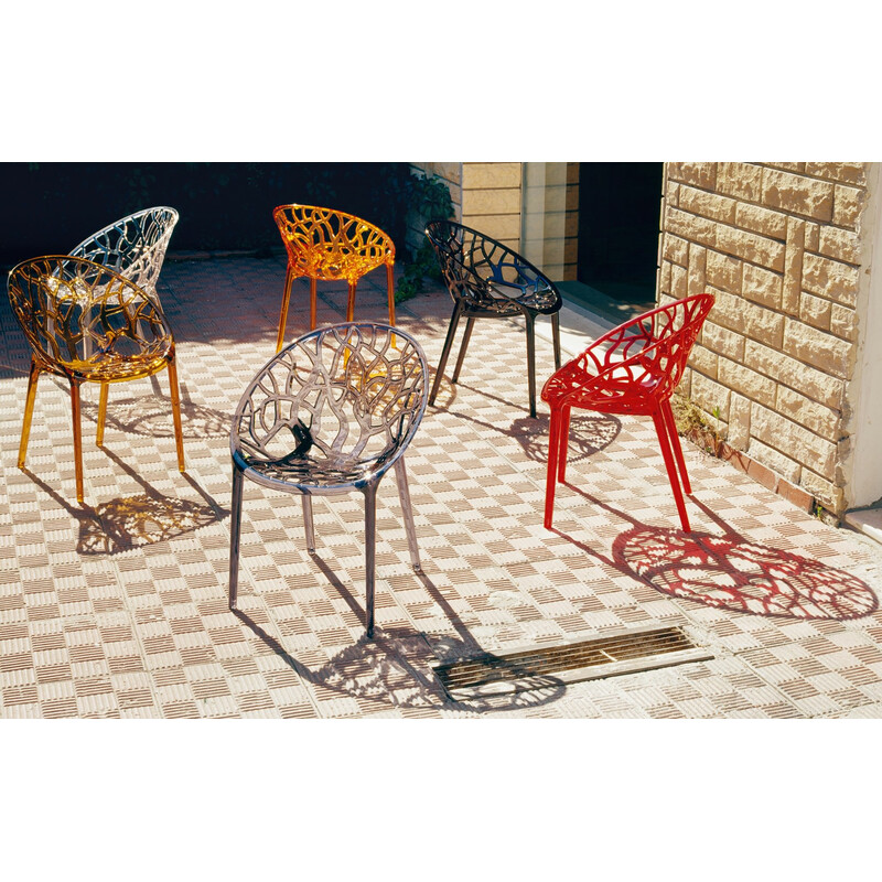 2 stk Crystal XXL stabelbar vejrbestandig havestol polykarbonat