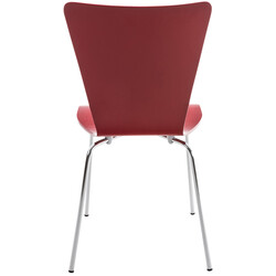 Stabelbar besøgsstol med træsidde og kromfarvet metalramme