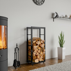 Elegant sort pejsestativ med justerbare gulvbeskyttere fås i flere størrelser indendørs