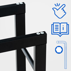 Elegant sort pejsestativ med justerbare gulvbeskyttere fås i flere størrelser indendørs