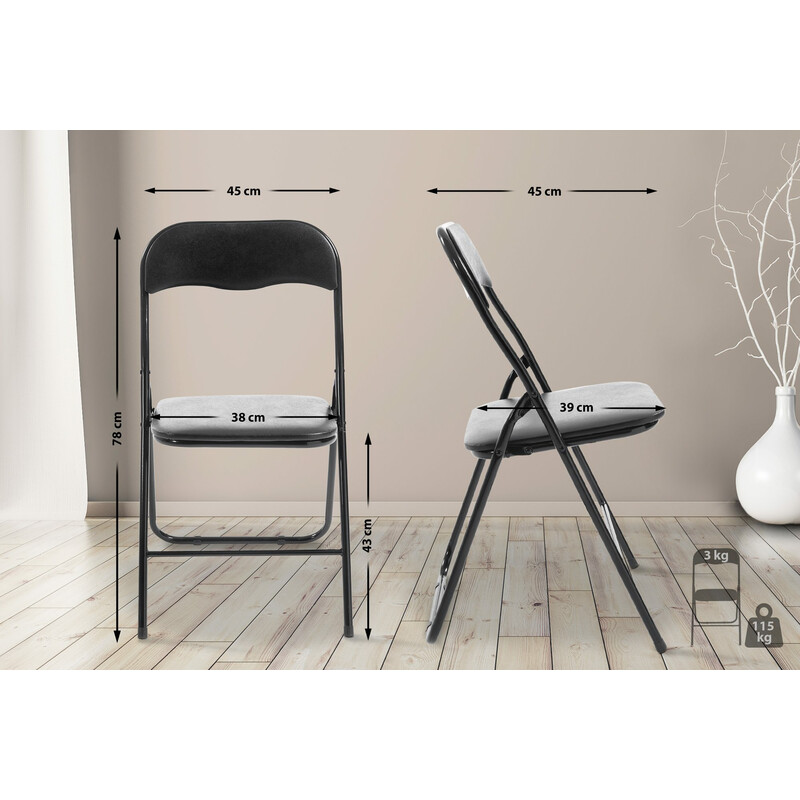 Felix sammenklappelig stol i kunstlæder med metalramme 115 kg