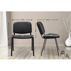 Ken stabelbar kunstlæderstol med sort metalramme til professionelt brug