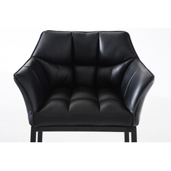 Damaso barstol i kunstlæder med fodstøtte armlæn og firebenet metalramme