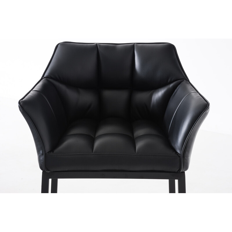 Damaso barstol i kunstlæder med fodstøtte armlæn og firebenet metalramme