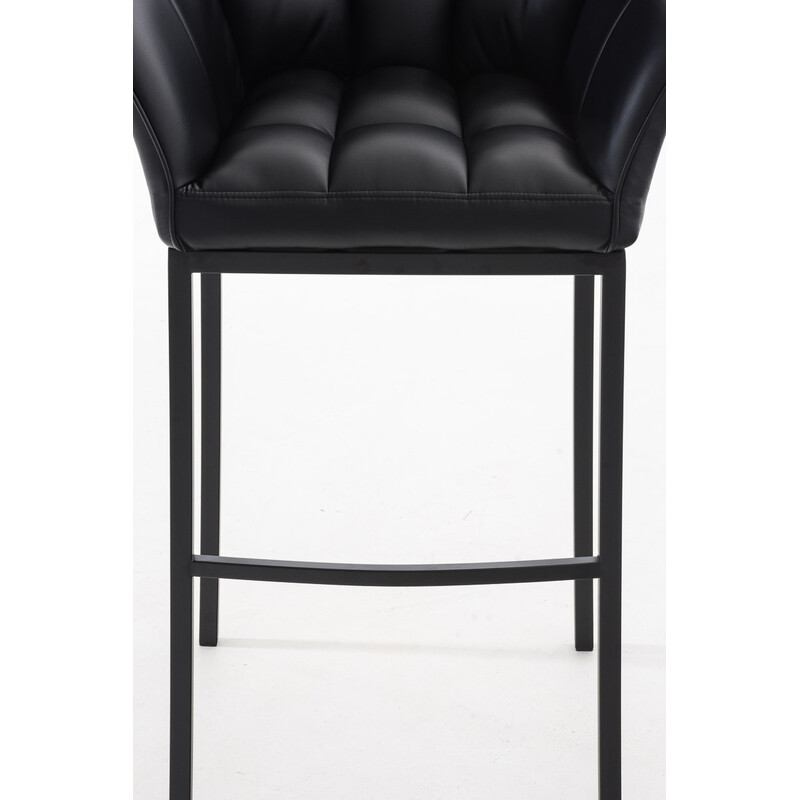 Damaso barstol i kunstlæder med fodstøtte armlæn og firebenet metalramme