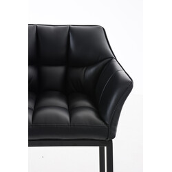 Damaso barstol i kunstlæder med fodstøtte armlæn og firebenet metalramme