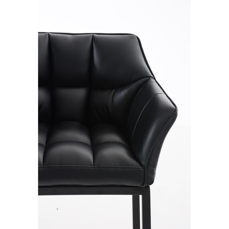 Damaso barstol i kunstlæder med fodstøtte armlæn og firebenet metalramme