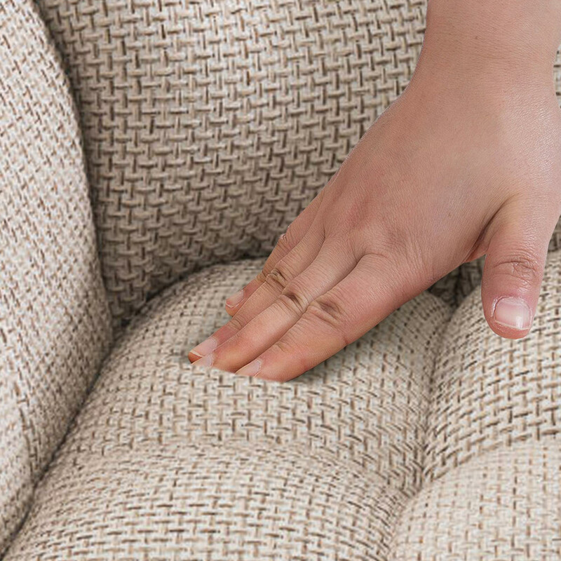 Elegant barstol med polstret stofbetræk og armlæn i rustfrit stål